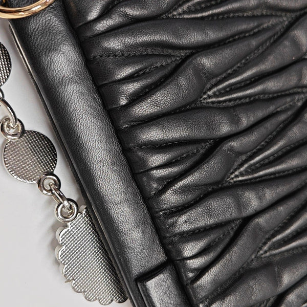 Quilted Lambskin Top Handle Bag Black