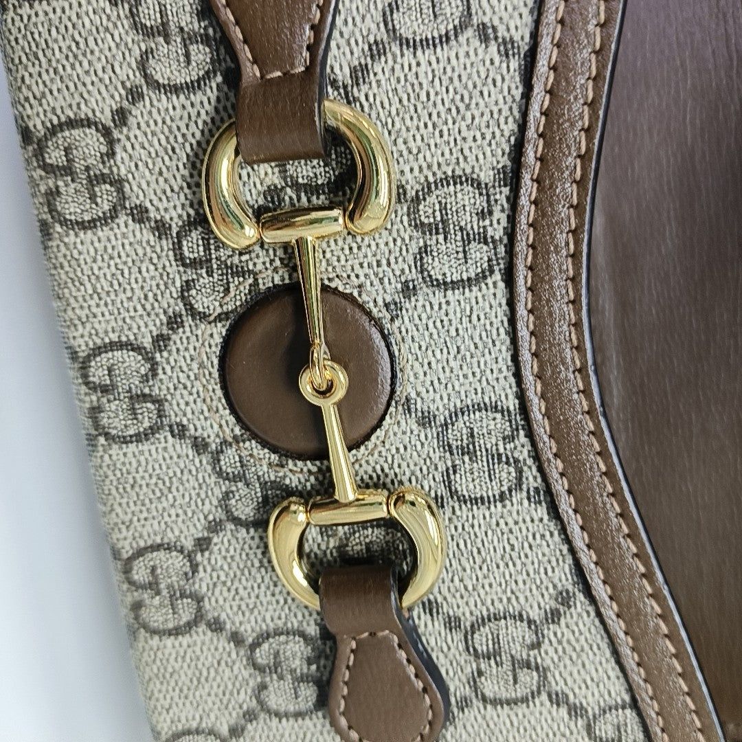 Authenticated pre-owned  Horsebit 1955 Mini Monogram Coated Canvas Beige - Shoulder Bag at Looply