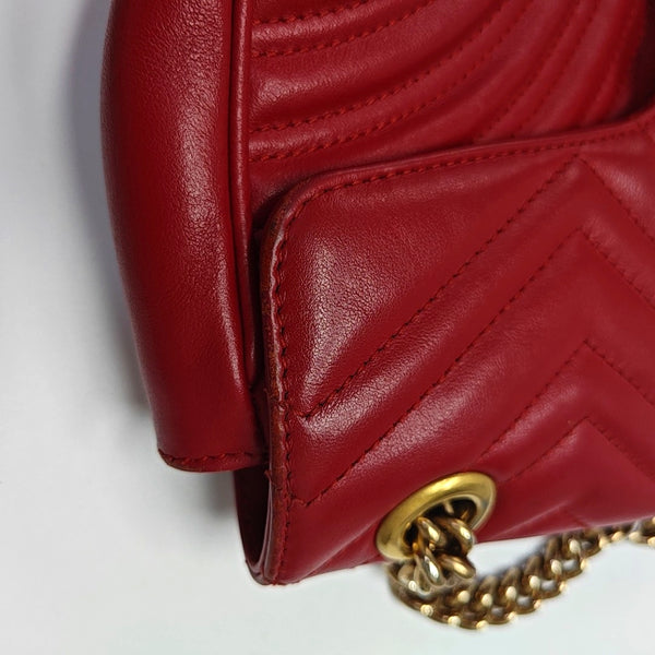 GG Marmont Medium Quilted Calfskin Red