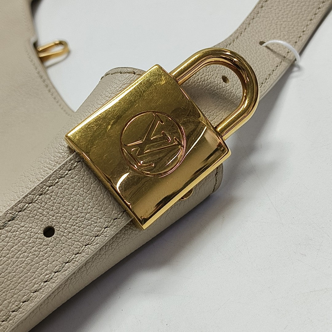 LOW KEY HOBO MM Monogram Calfskin Beige
