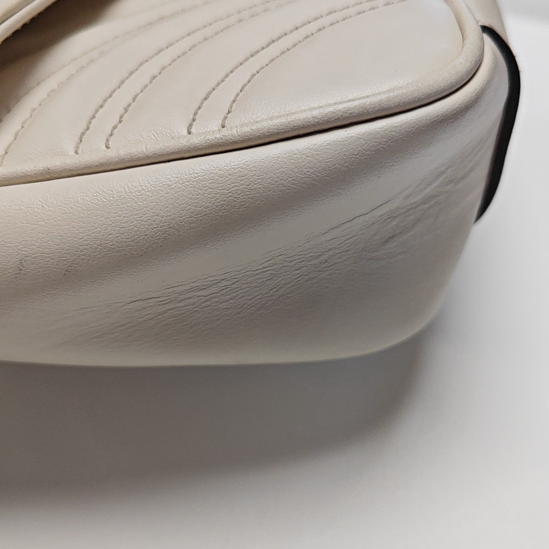 GG Marmont Small Quilted Calfskin White