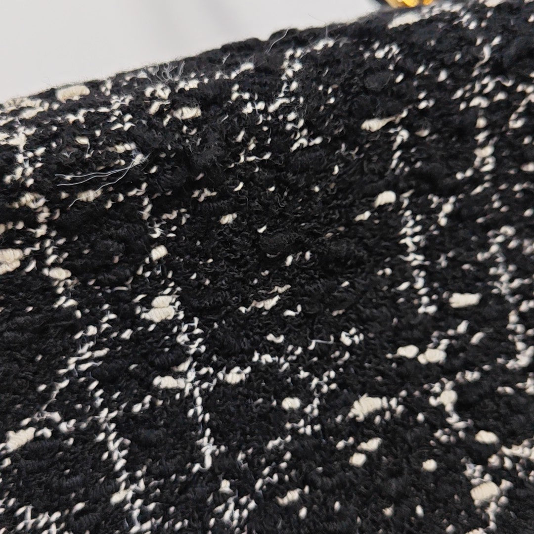 Dior Caro Medium Cannage Wool Black
