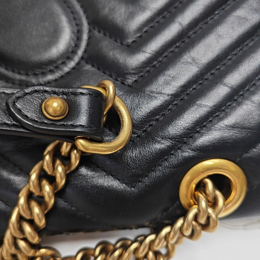 GG Marmont Medium Quilted Calfskin Black