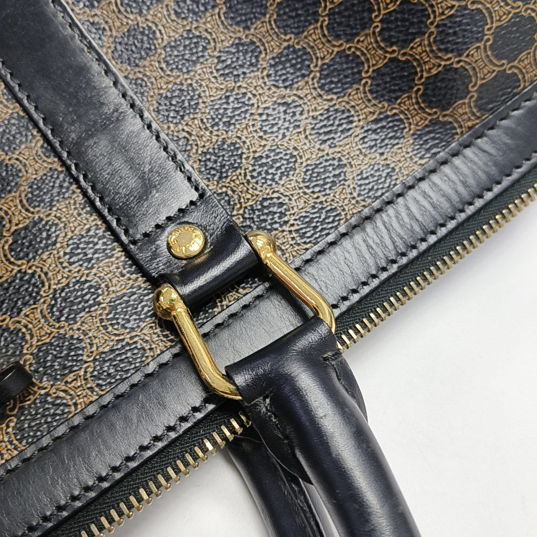 Coated Canvas Top Handle Bag Brown