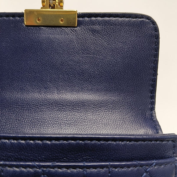Dioraddict Cannage Calfskin Blue Wallet