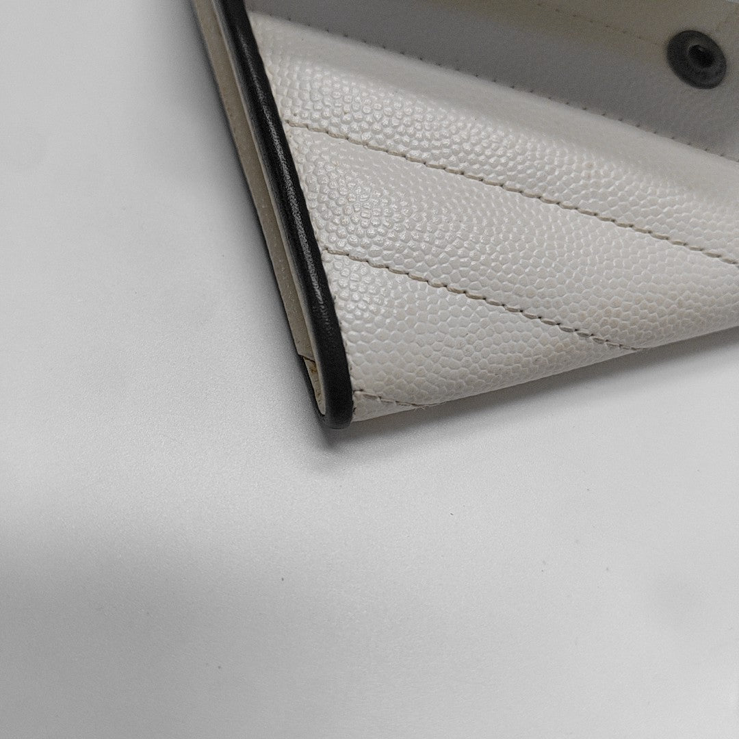 Chevron Calfskin Wallet White