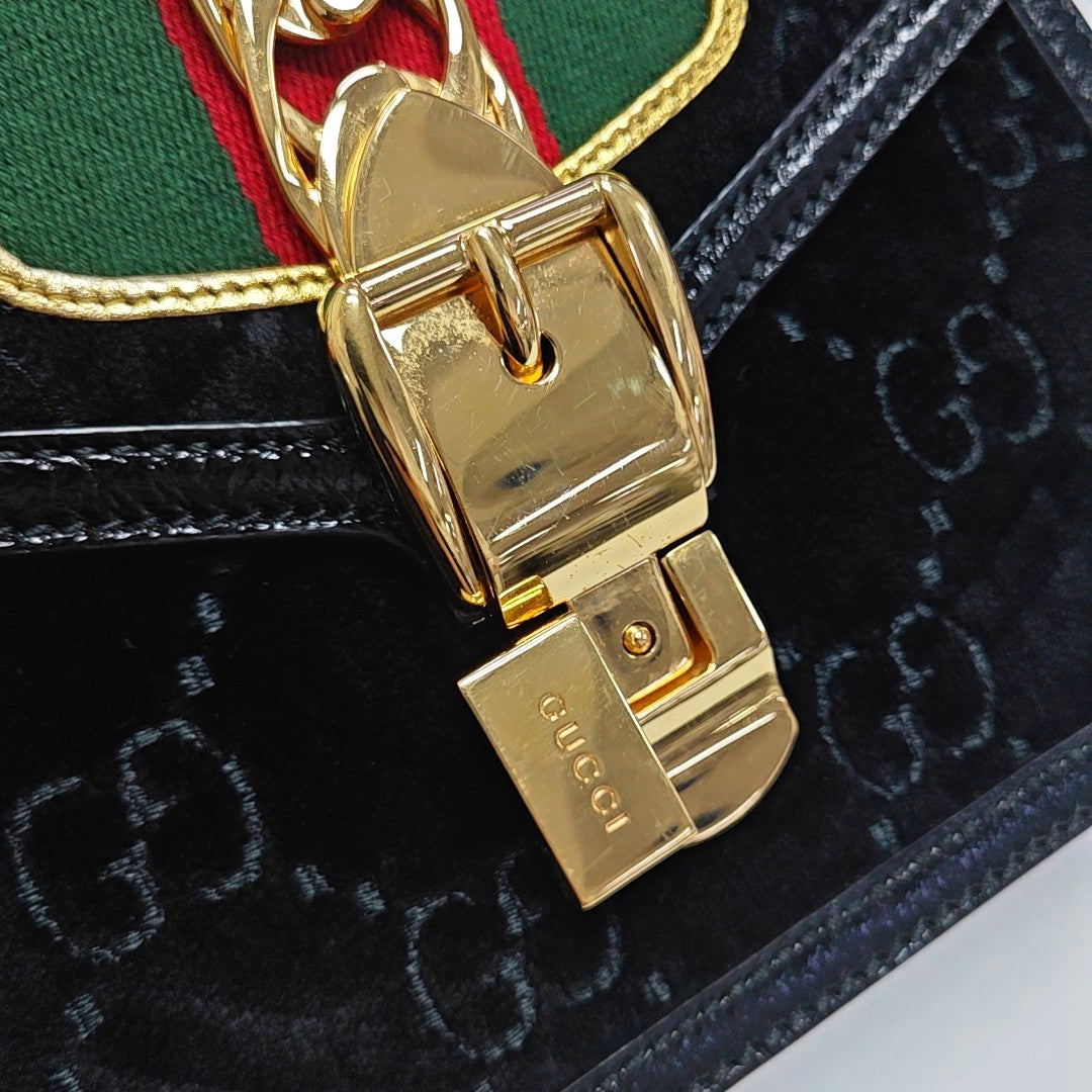 Sylvie Mini Monogram Velvet Black