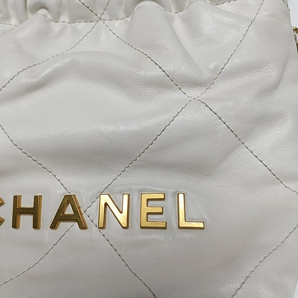 CHANEL 22 Mini Quilted Calfskin White