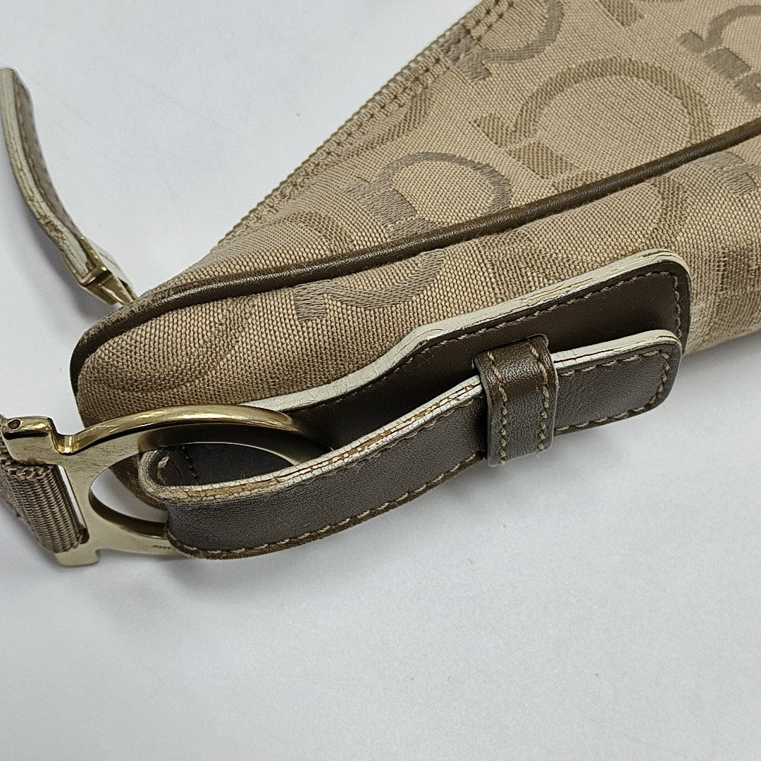 Coated Canvas Top Handle Bag Brown