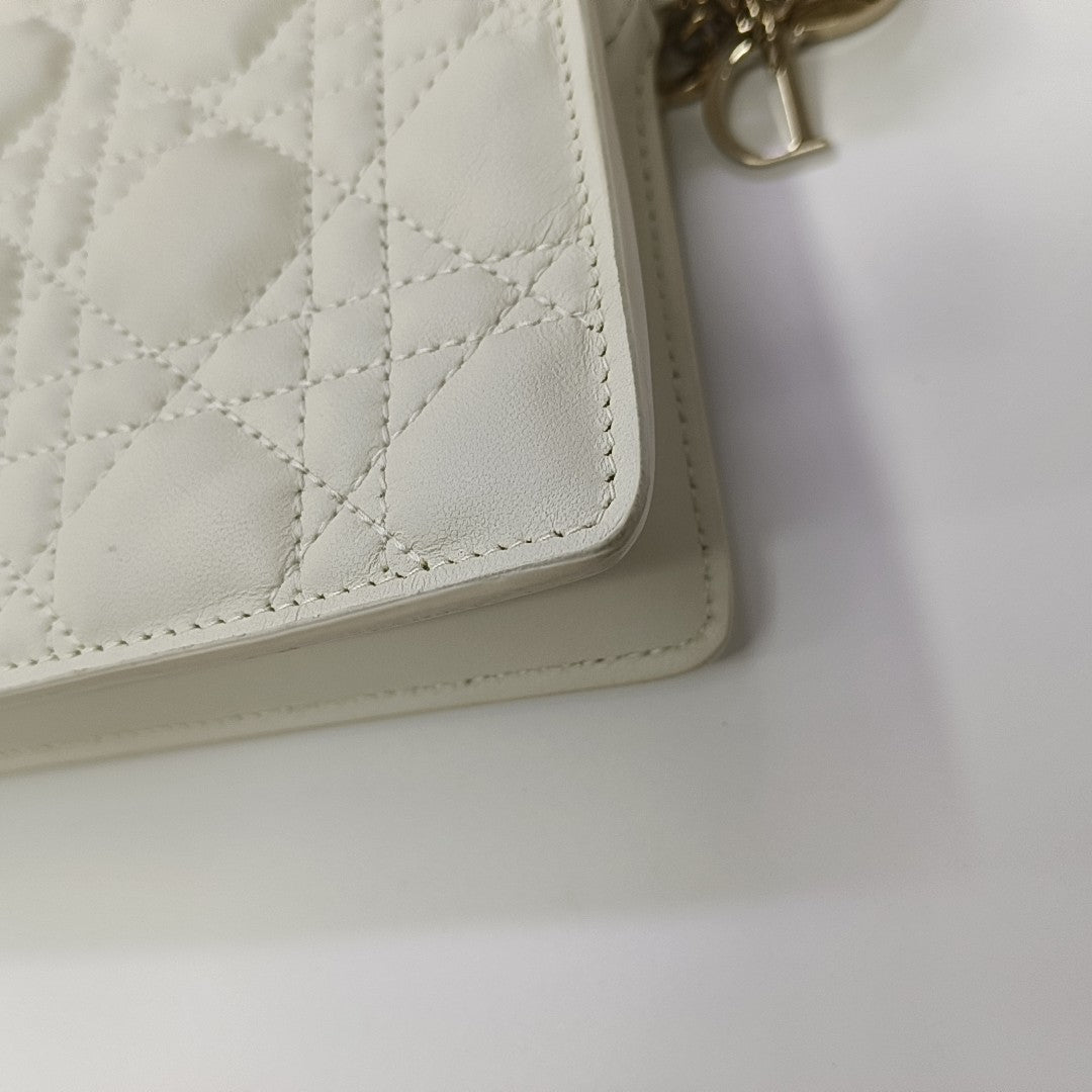 Lady Dior Milly Mini Cannage Lambskin White