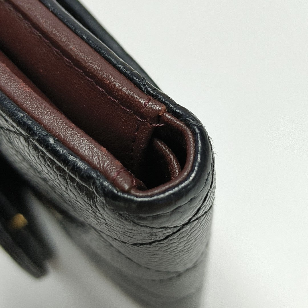 Quilted Grained Calfskin Wallet Black