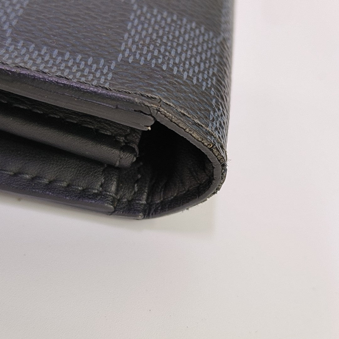 BRAZZA Damier Coated Canvas Blue Wallet