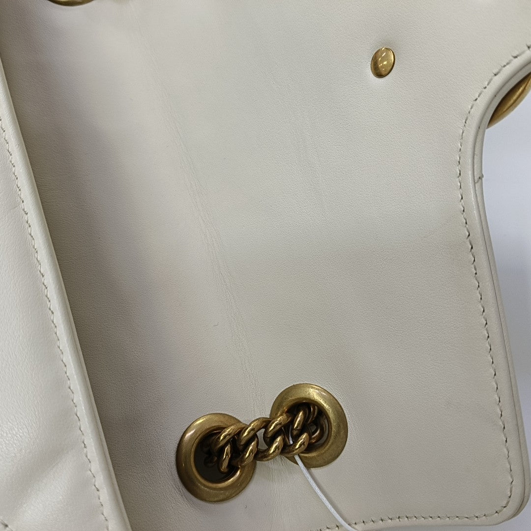 GG Marmont Medium Quilted Calfskin White