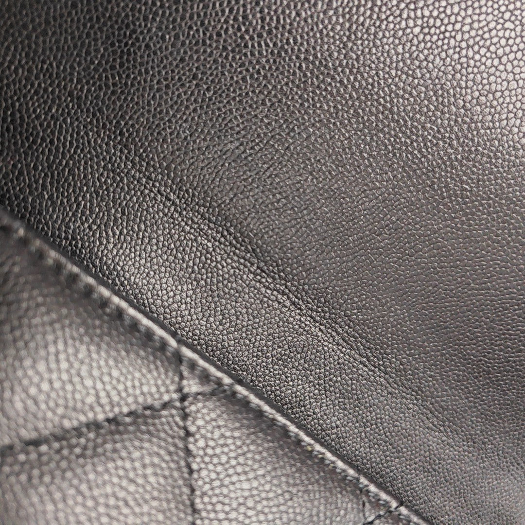 23P Large Quilted Grained Calfskin Black