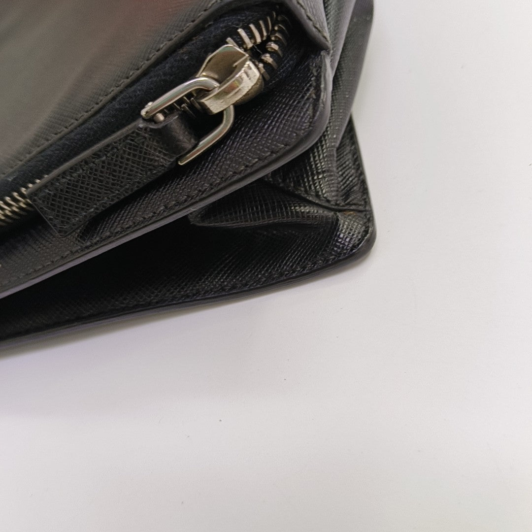 Saffiano Calfskin Clutch Black