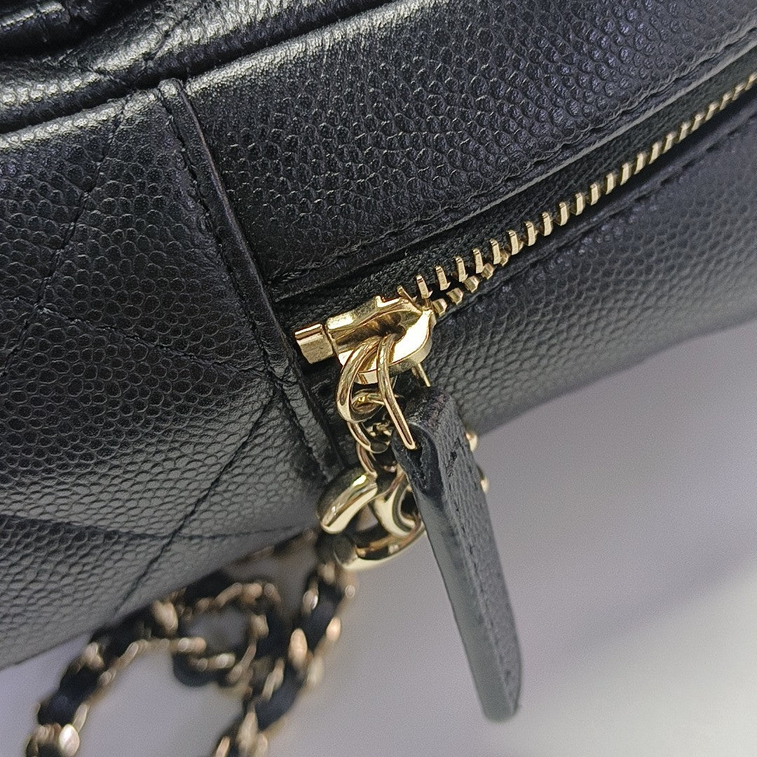 Quilted Grained Calfskin Backpack Mini Black