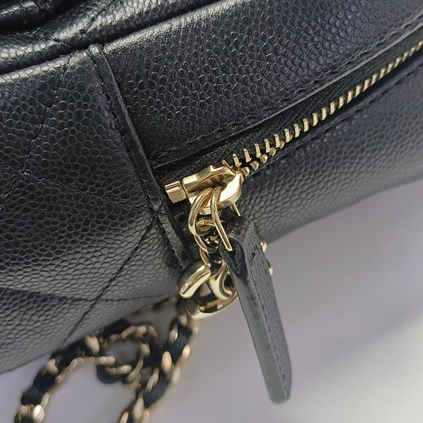 Quilted Grained Calfskin Backpack Mini Black