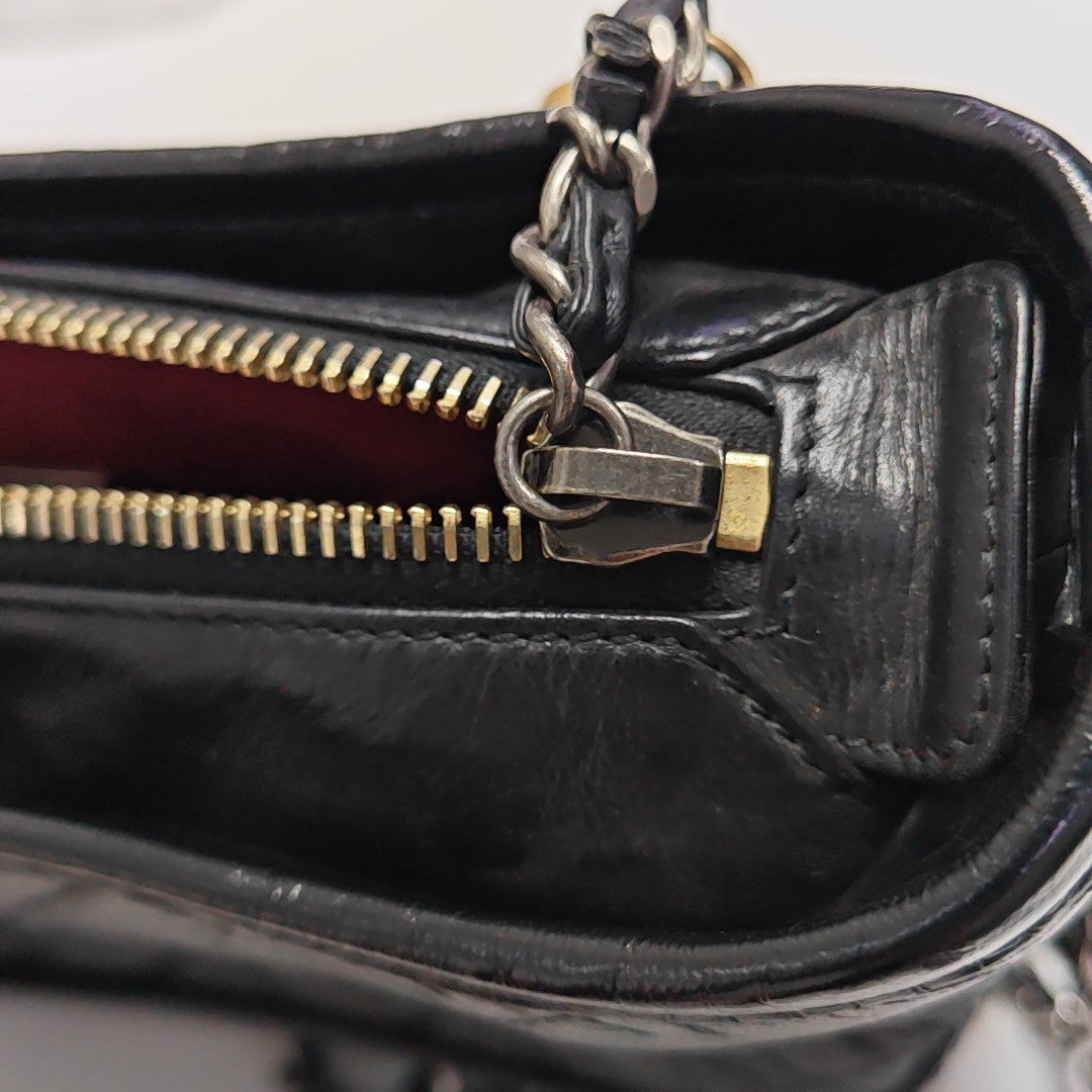 GABRIELLE Small Quilted Vintage Calf Black