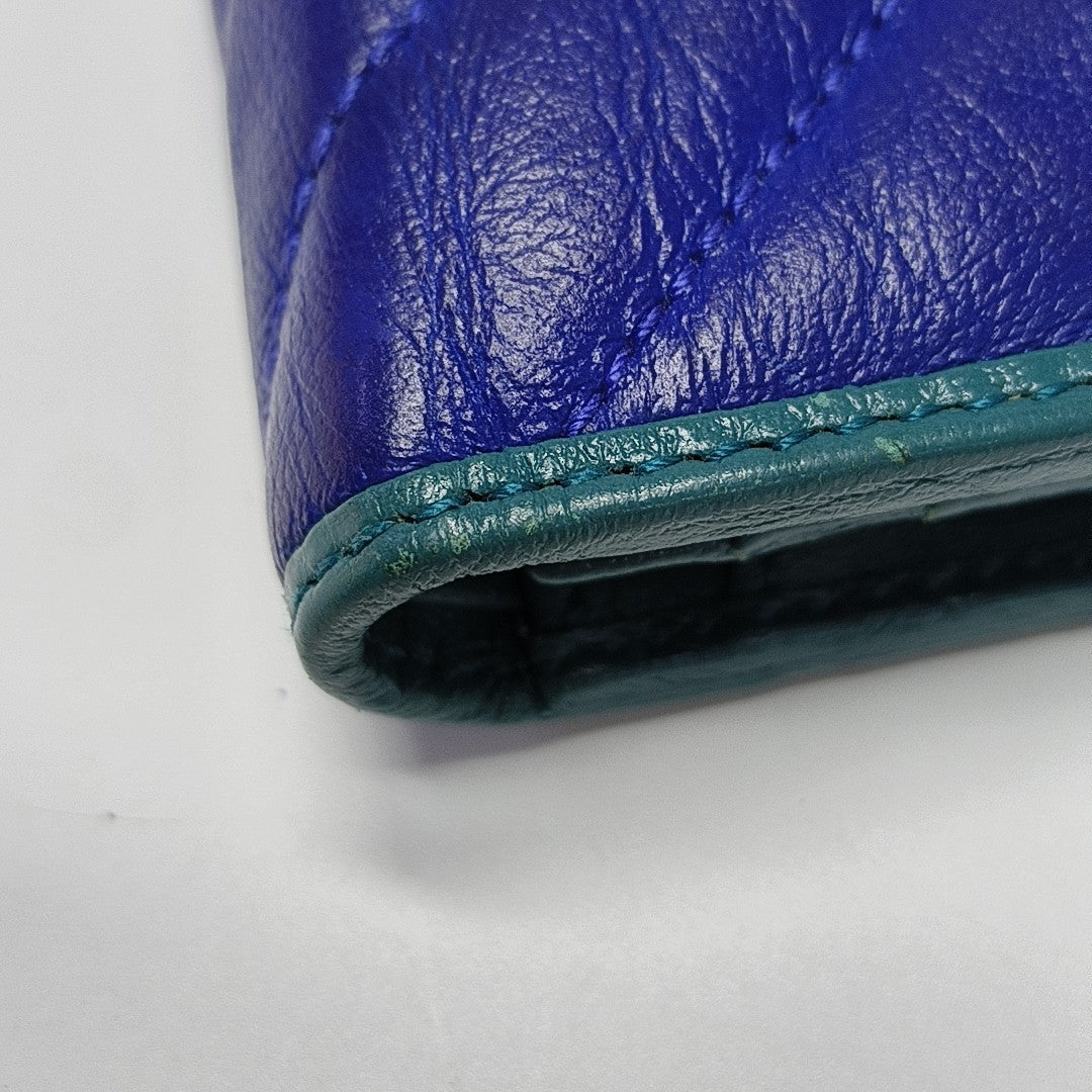 GG Marmont Mini Quilted Calfskin Blue Wallet