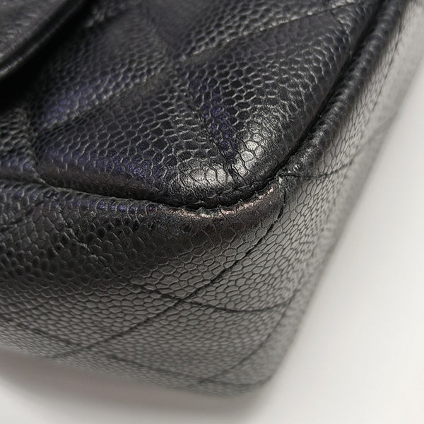 Quilted Grained Calfskin Shoulder Bag Large Black