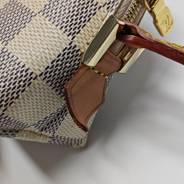 COSMETIC PM Damier Azur Coated Canvas White