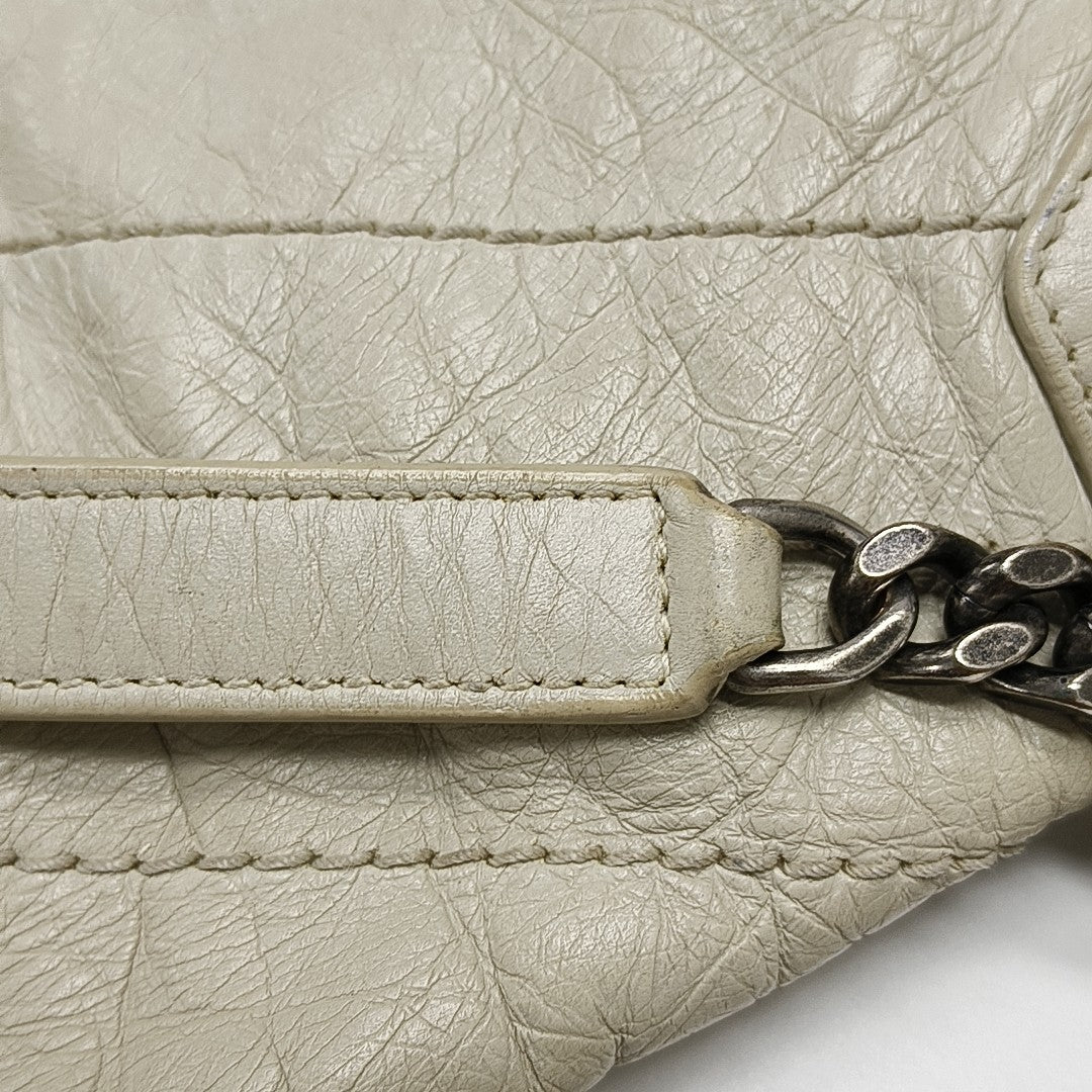 NIKI Medium Chevron Calfskin White