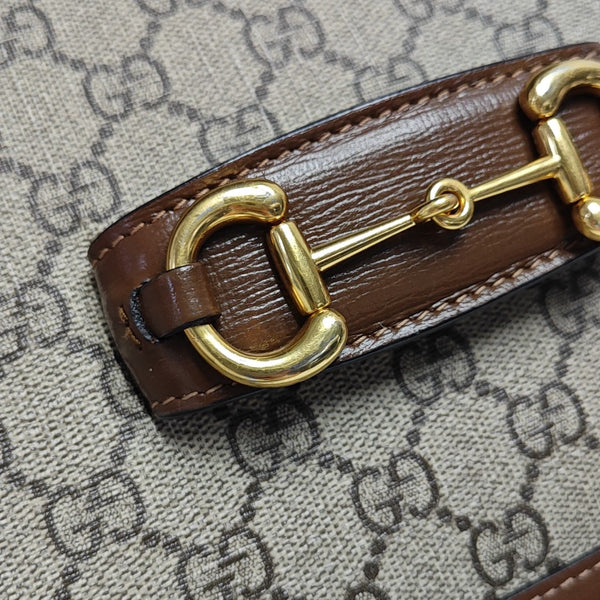 Horsebit 1955 Medium Monogram Coated Canvas Beige
