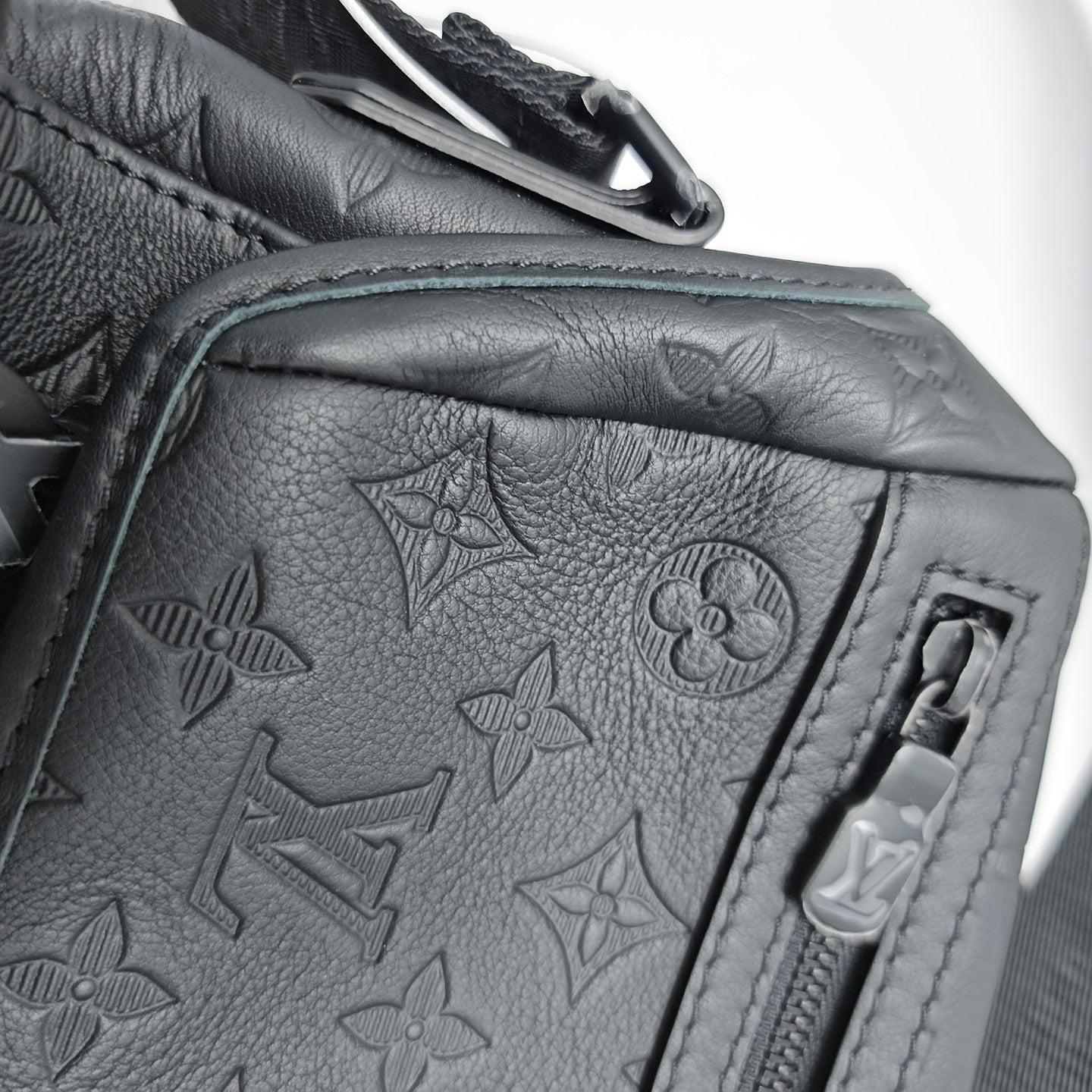 Monogram Calfskin Shoulder Bag Black