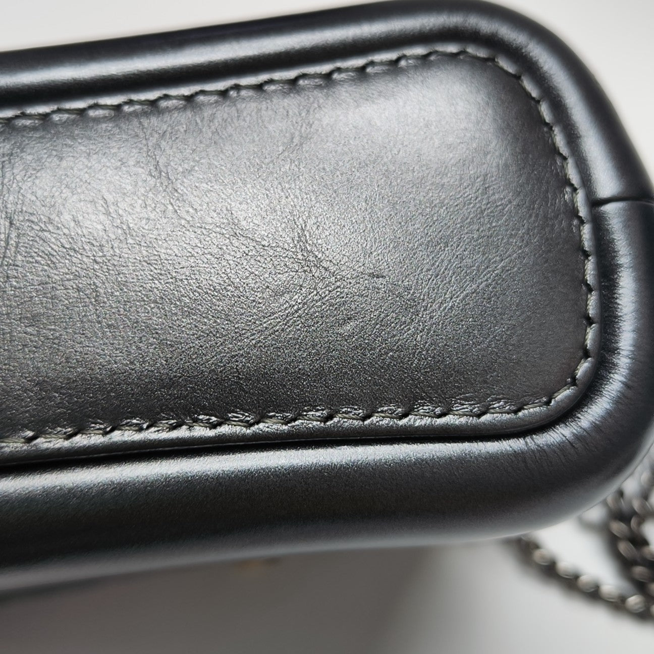 GABRIELLE Small Chevron Calfskin Gray