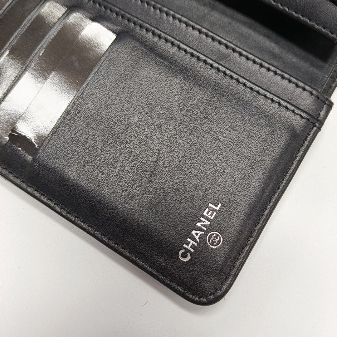 Quilted Grained Calfskin Wallet Black