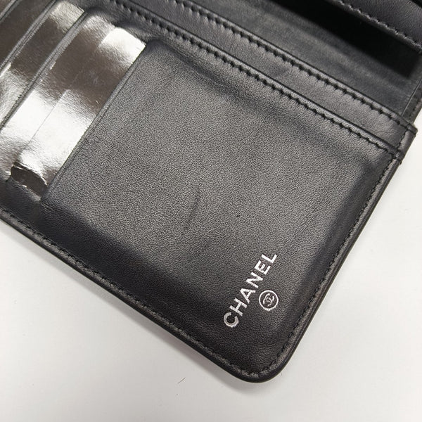 Quilted Grained Calfskin Wallet Black