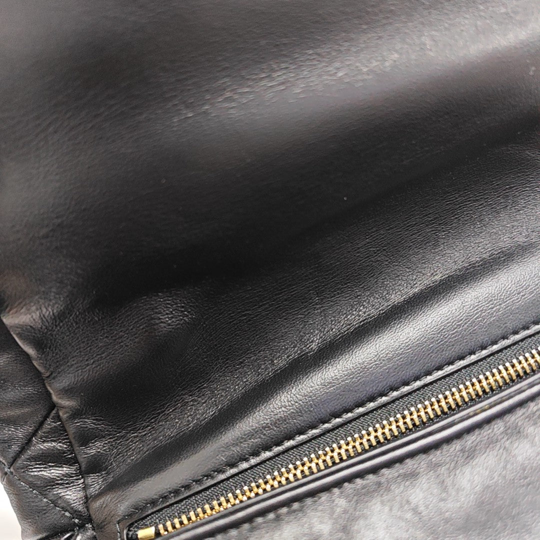 Quilted Lambskin Shoulder Bag Black