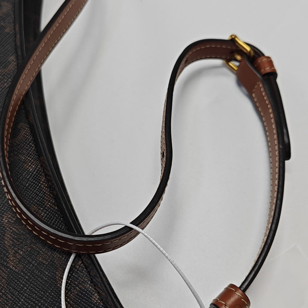 Coated Canvas Top Handle Bag Medium Brown