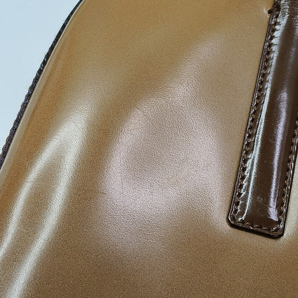 Patent Leather Top Handle Bag Brown