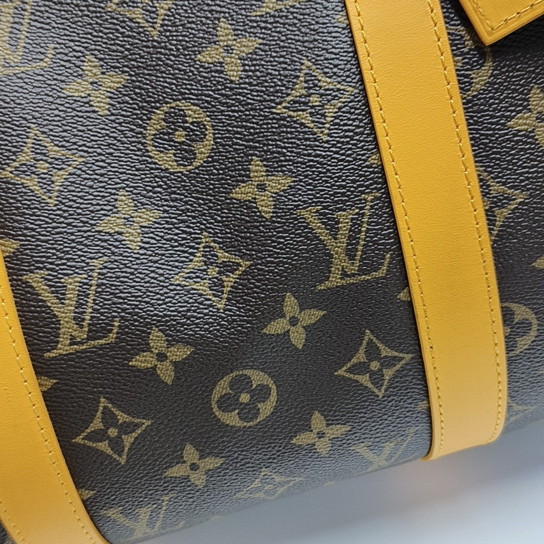KEEPALL 50 Monogram Coated Canvas Brown