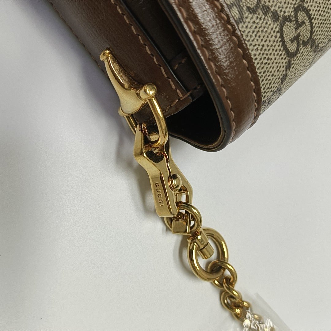 Horsebit 1955 Small Monogram Coated Canvas Beige