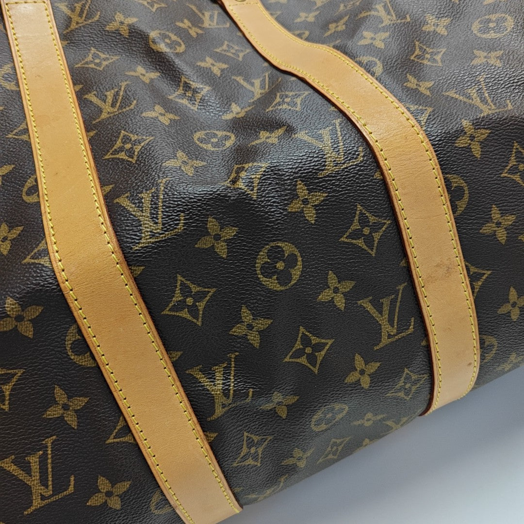 KEEPALL 50 Monogram Coated Canvas Brown