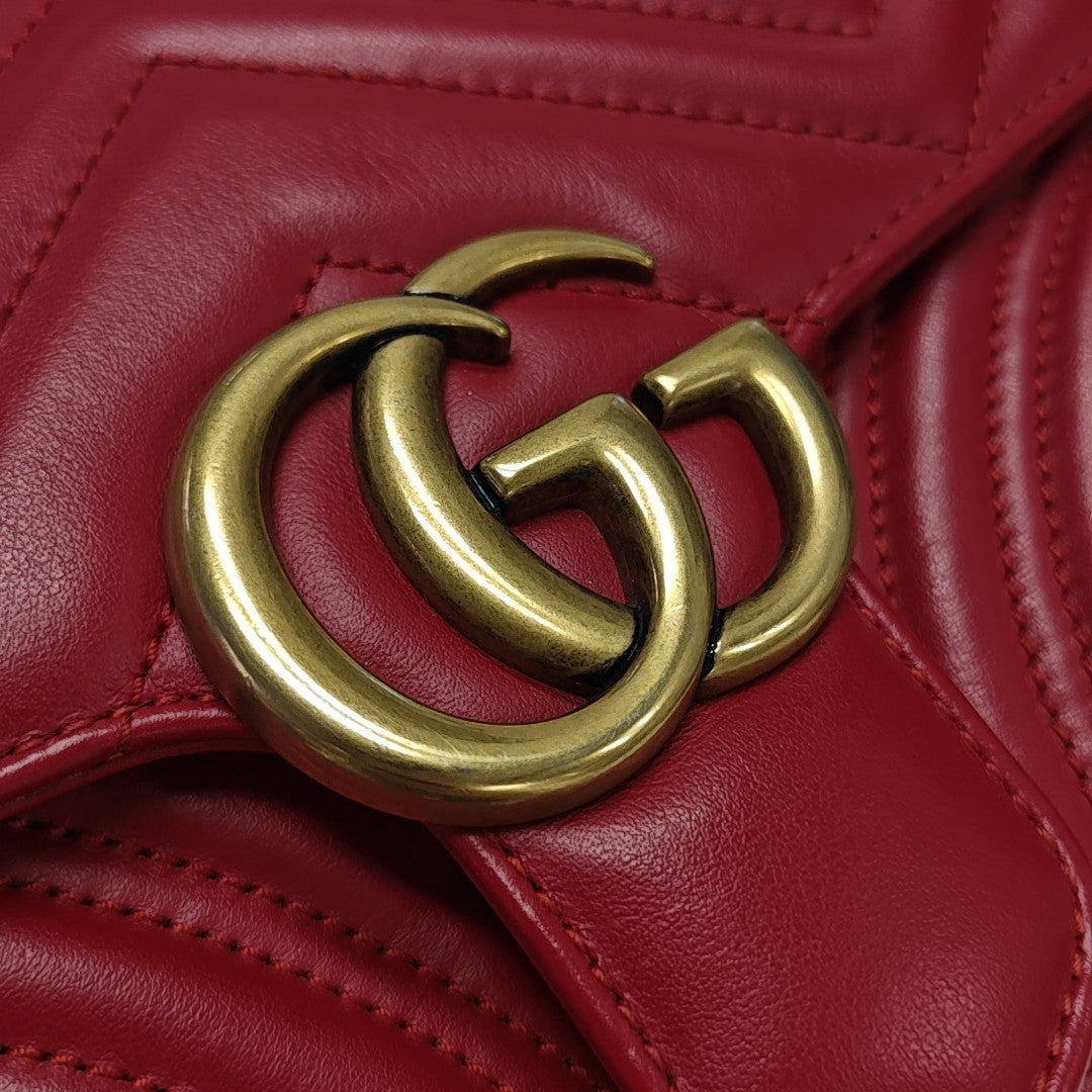 GG Marmont Small Quilted Calfskin Red