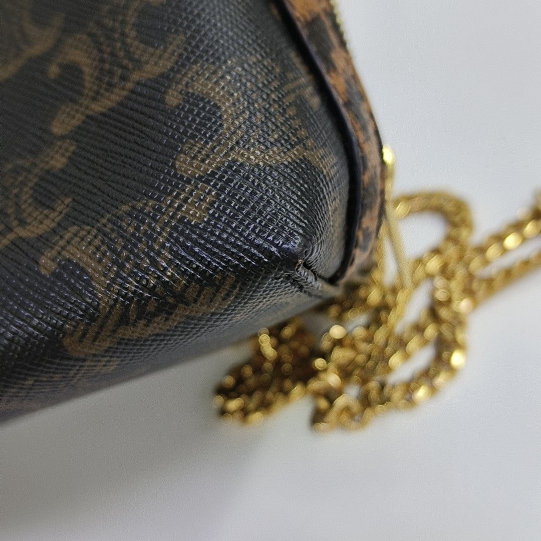 Coated Canvas Shoulder Bag Brown