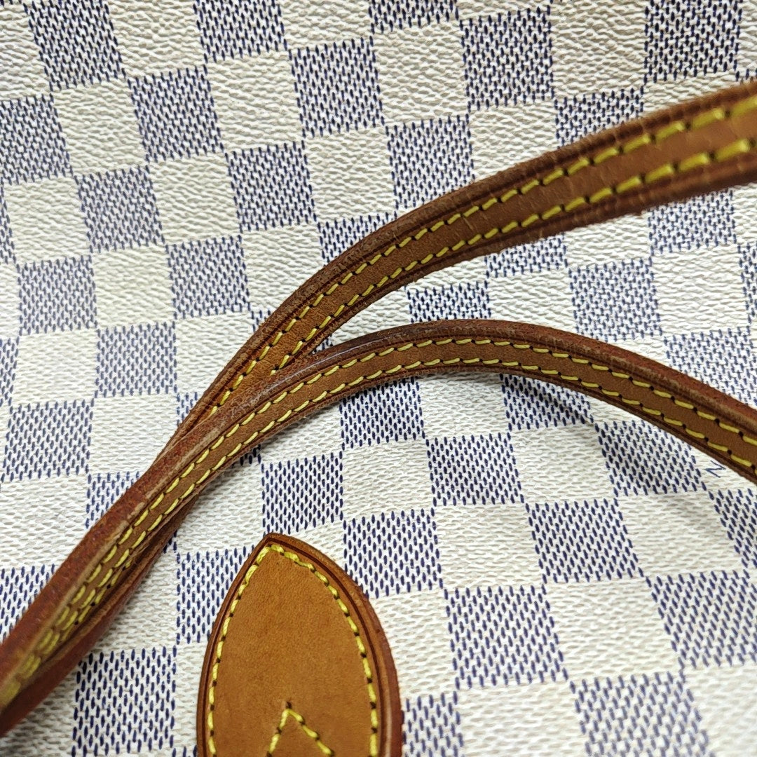 Authenticated pre-owned  NEVERFULL MM Damier Azur Coated Canvas White - Tote Bag at Looply