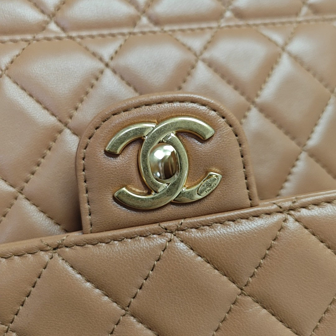 Quilted Lambskin Backpack Brown