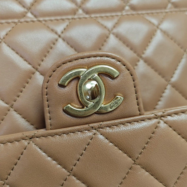 Quilted Lambskin Backpack Brown
