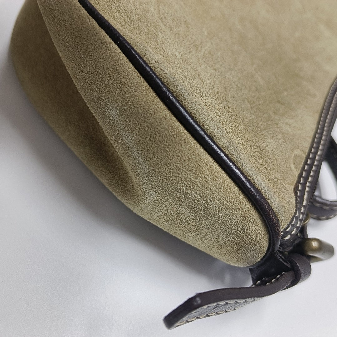 Suede Top Handle Bag Beige