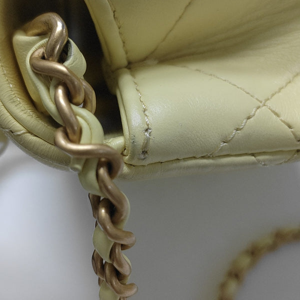 Quilted Lambskin Shoulder Bag Yellow