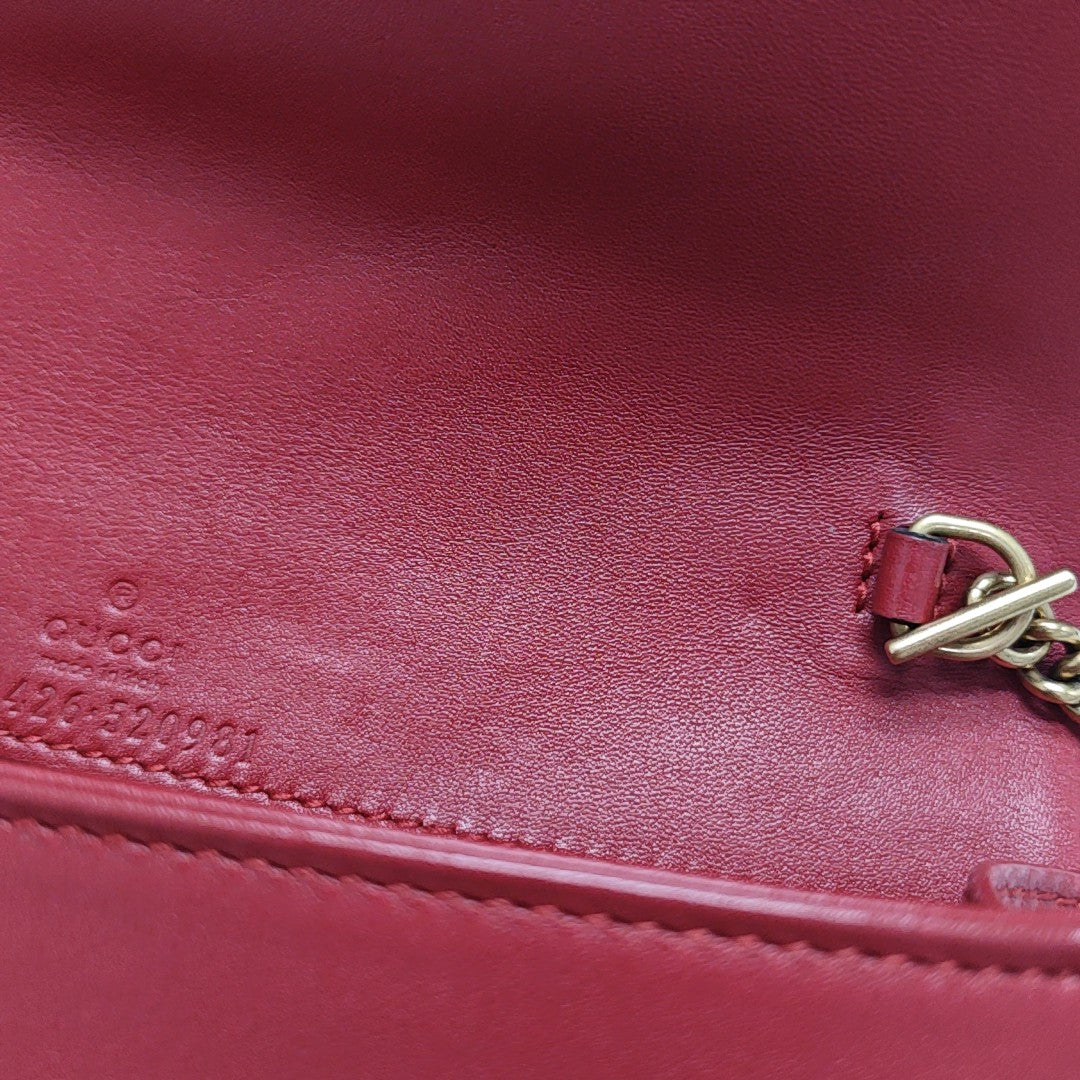 GG Marmont Super Mini Quilted Calfskin Red