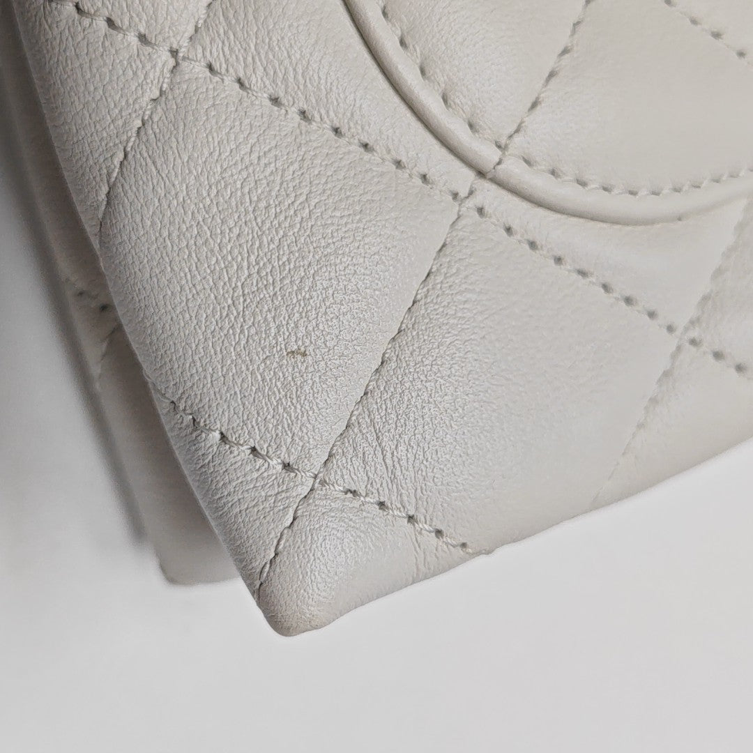 Quilted Lambskin Shoulder Bag White