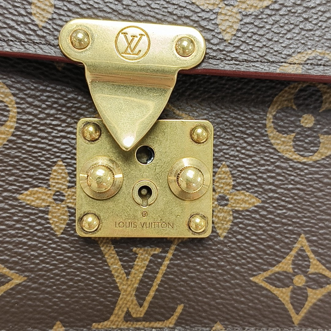 S LOCK Monogram Coated Canvas Brown