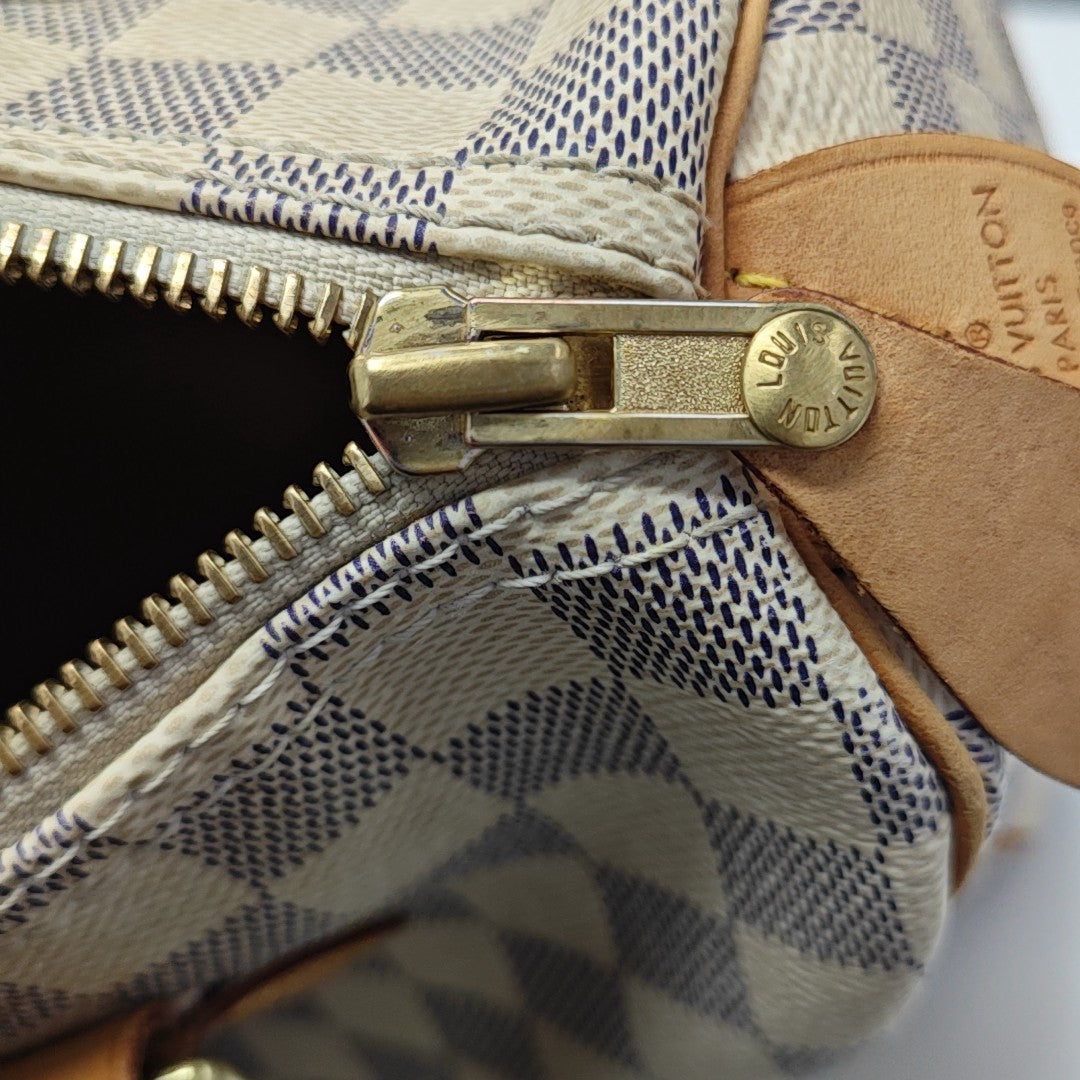 SPEEDY 25 Damier Azur Coated Canvas White