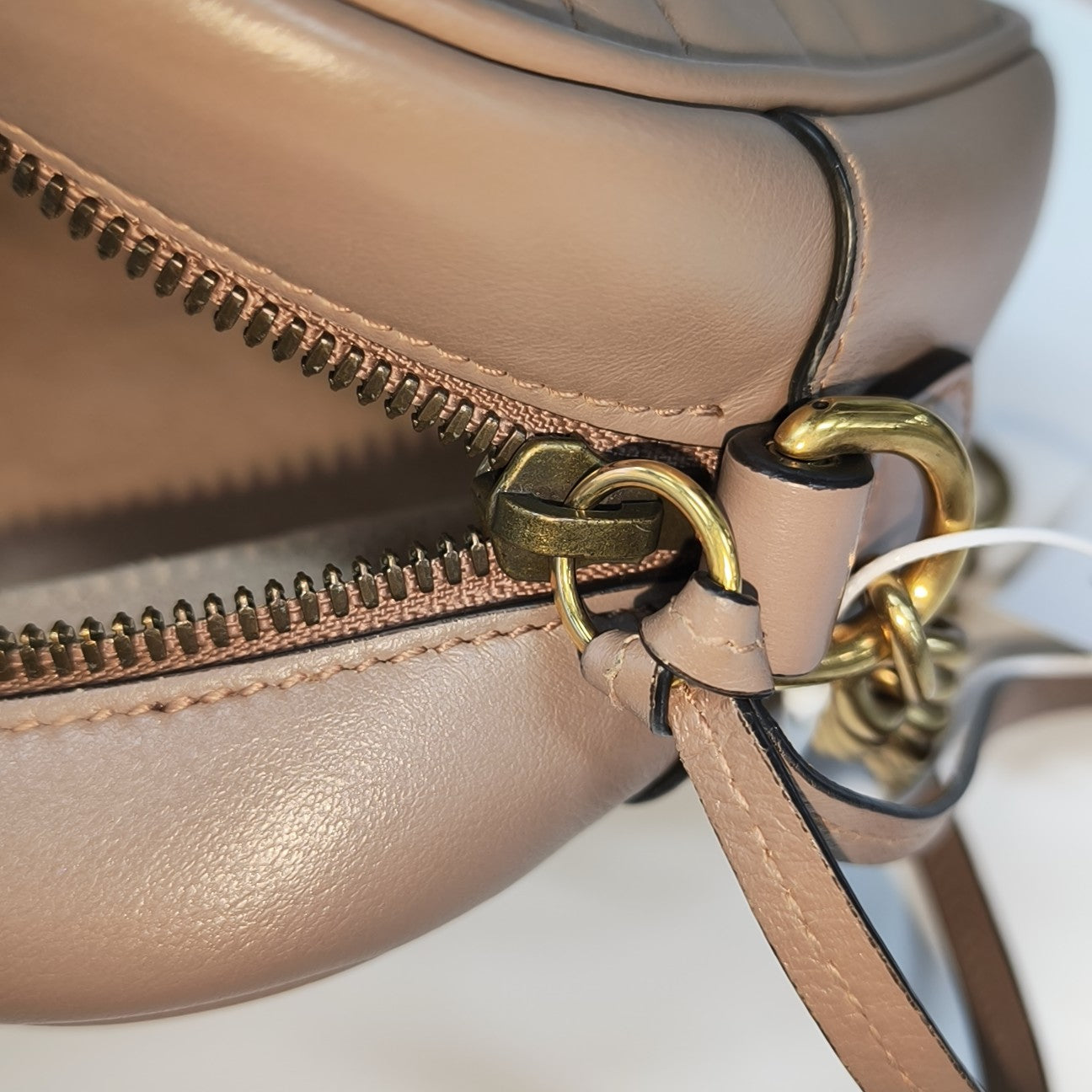 GG Marmont Small Quilted Calfskin Beige