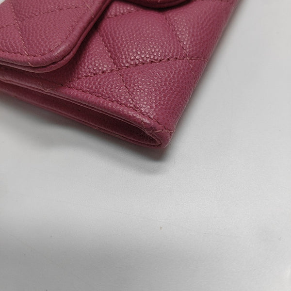 CLASSIC FLAP Quilted Grained Calfskin Pink Wallet